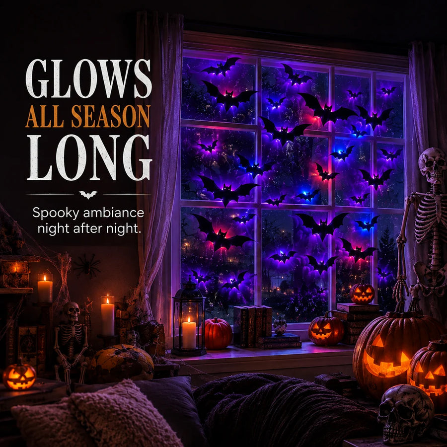 Glowing bat lights in a home setting