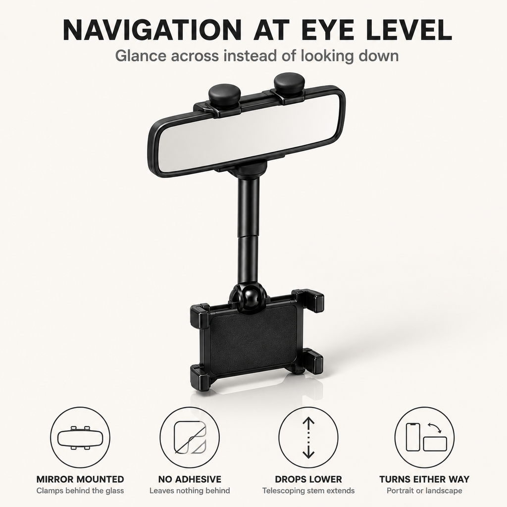 360° Rearview Mirror Phone Holder
